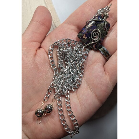 Handmade Wire Wrapped Agate Tassel Necklace - Picture 5 of 7